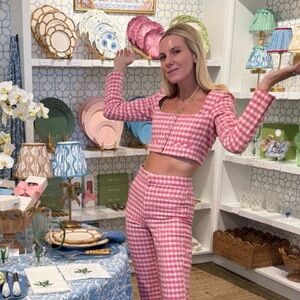 Zara Pink Checkered Women's Top